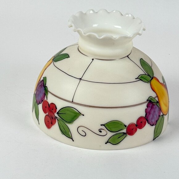 Vintage 1970's Glass Hurricane Ruffled Top Replacement Shade Faux Stained Glass - Picture 2 of 7